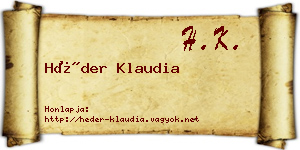 Héder Klaudia névjegykártya